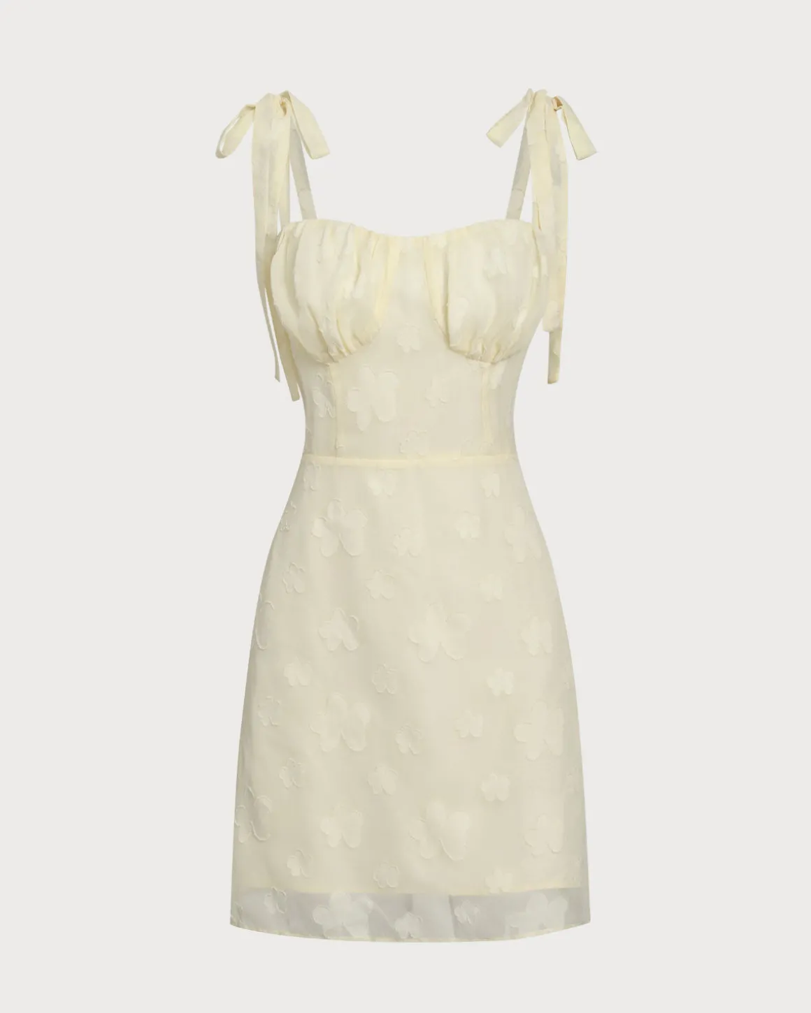 Yellow Jacquard Tie Strap Mini Dress
