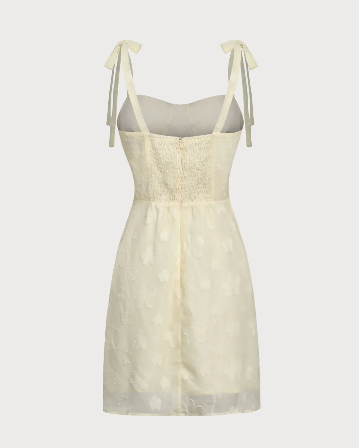 Yellow Jacquard Tie Strap Mini Dress