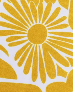 Yellow Knit Floral Ruffle Bikini Set