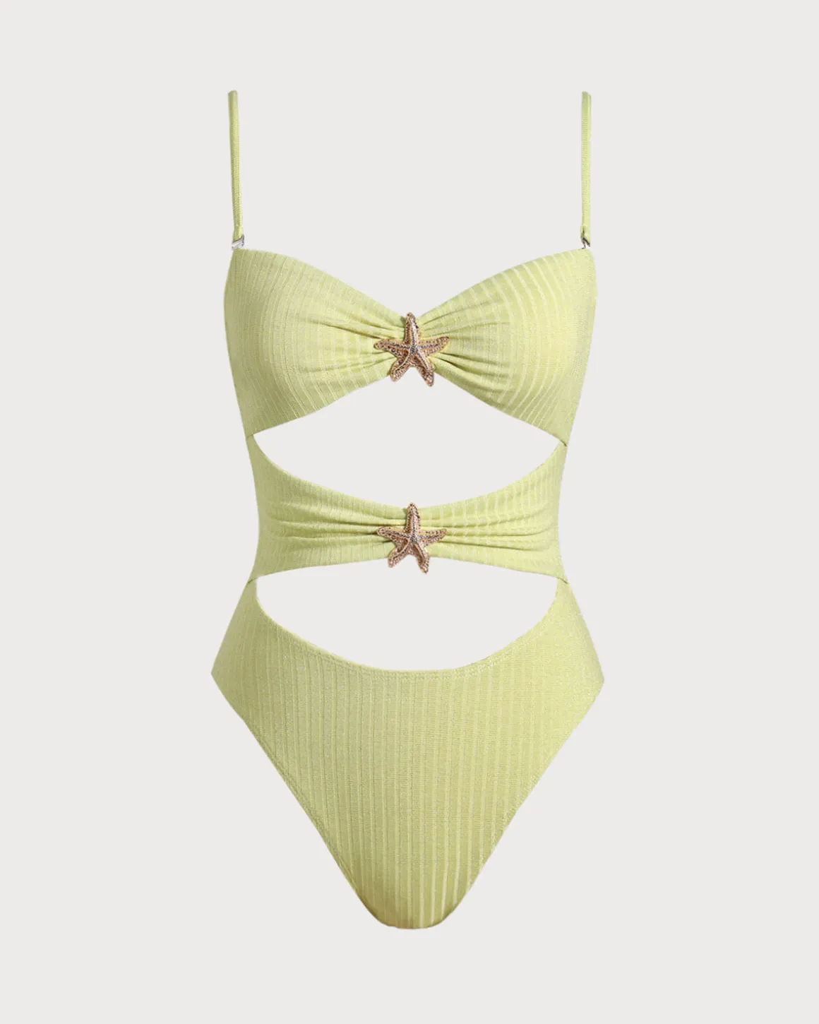 Yellow Lurex Cut Out One-Piece Swimsuit