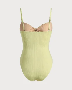 Yellow Lurex Cut Out One-Piece Swimsuit