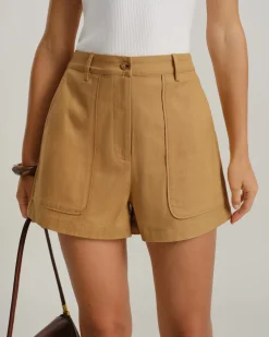 Yellow Natural Waisted Pocket Shorts