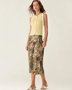Yellow Round Neck Button Knit Vest