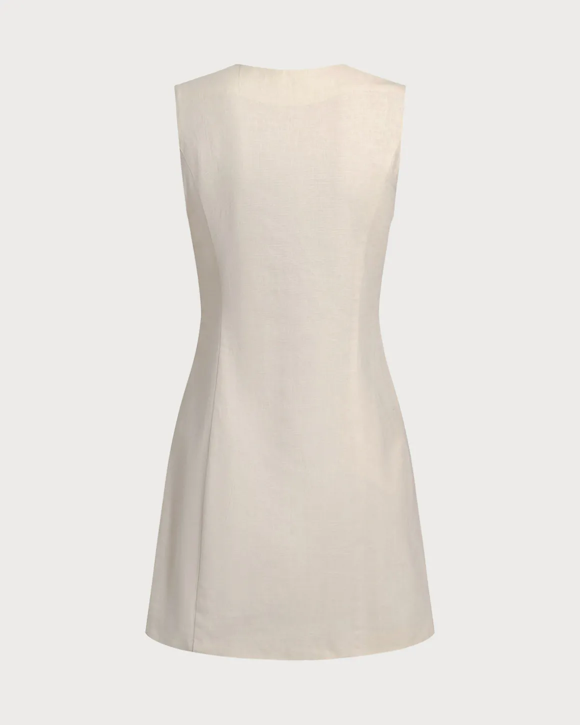 Yellow Round Neck Button Sleeveless Mini Dress
