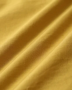 Yellow Square Neck Shirred Slip Midi Dress
