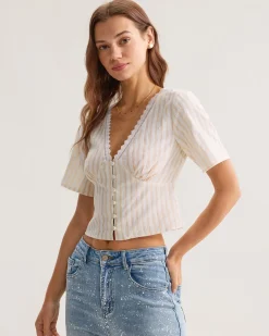 Yellow Striped Button Blouse