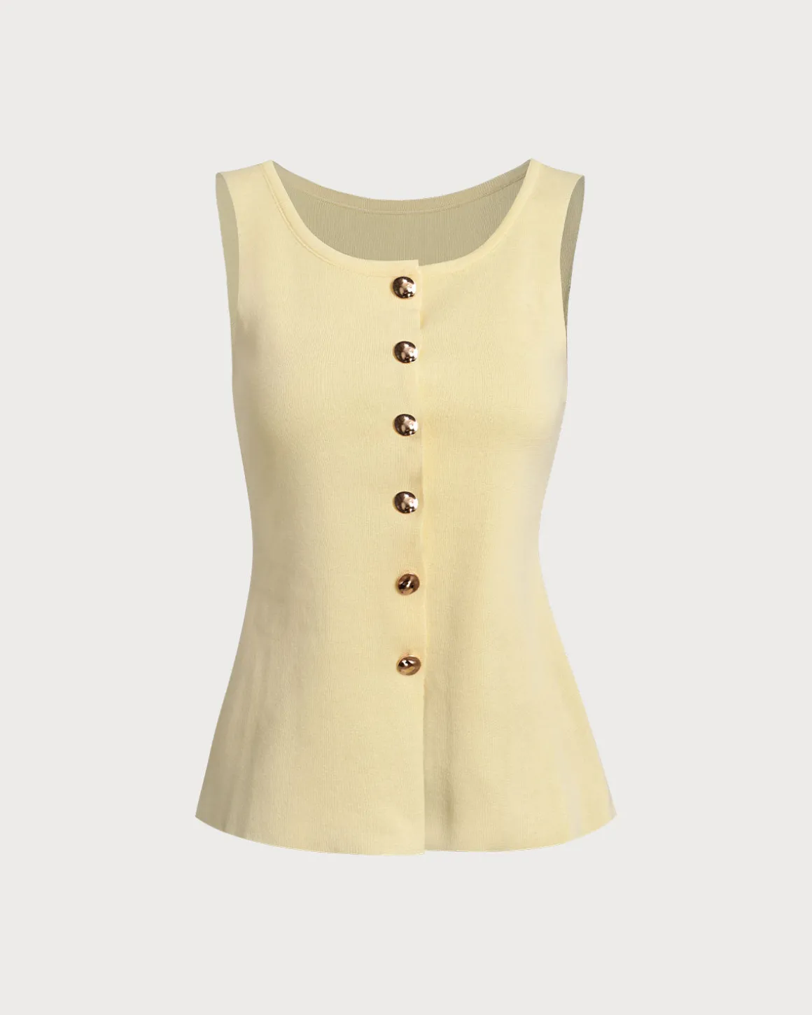 Yellow U Neck Single Breasted Vest