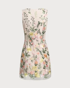 Yellow V Neck Floral Sleeveless Mini Dress