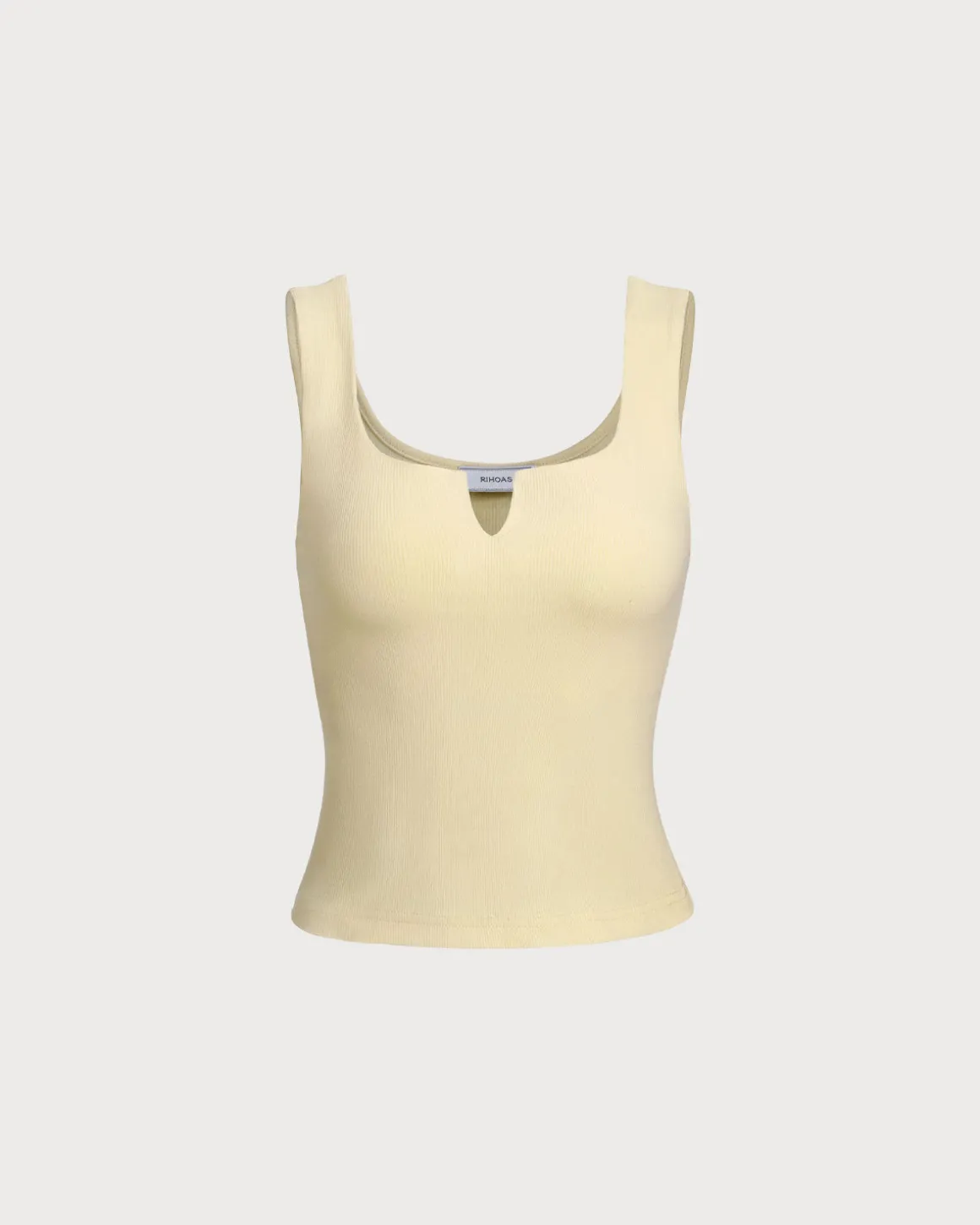 Yellow V Neck Ribbed Knit Tank Top