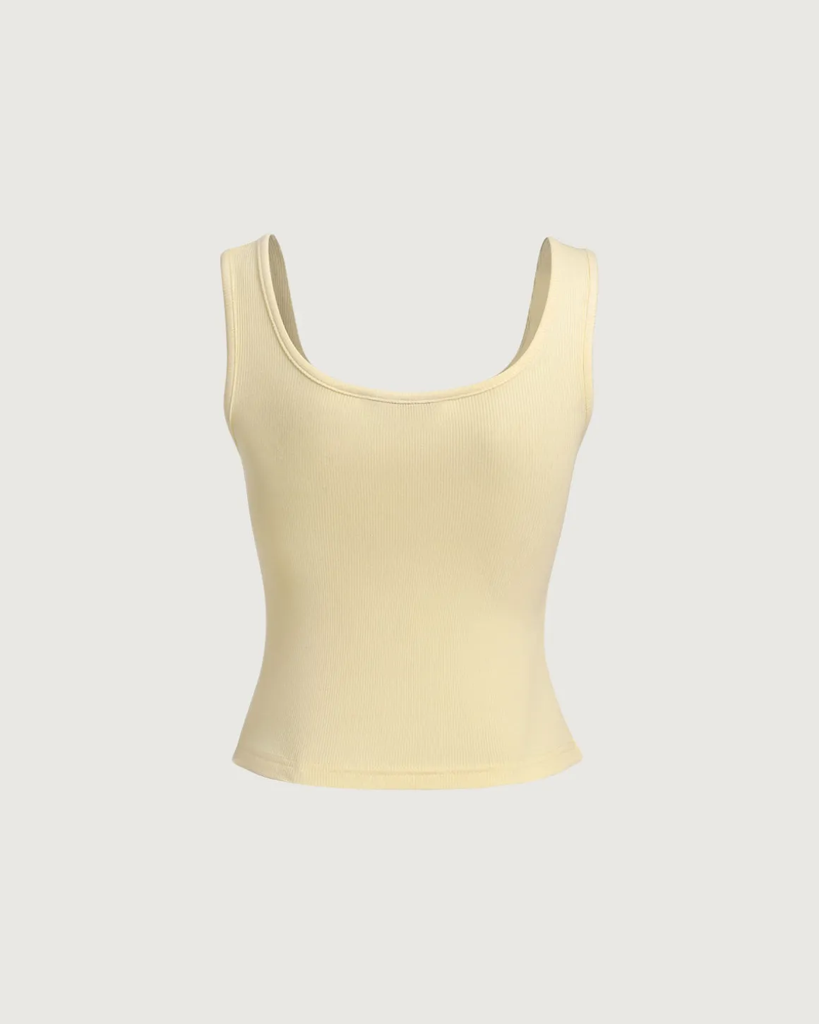 Yellow V Neck Ribbed Knit Tank Top