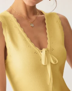 Yellow V-Neck Knit Tank Top